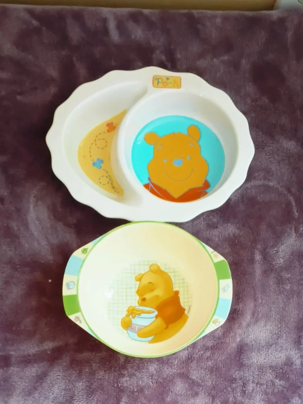 Winnie The Pooh 3 pc Dish Set Disney Y2K 2002 The First Years Plate & Bowls
